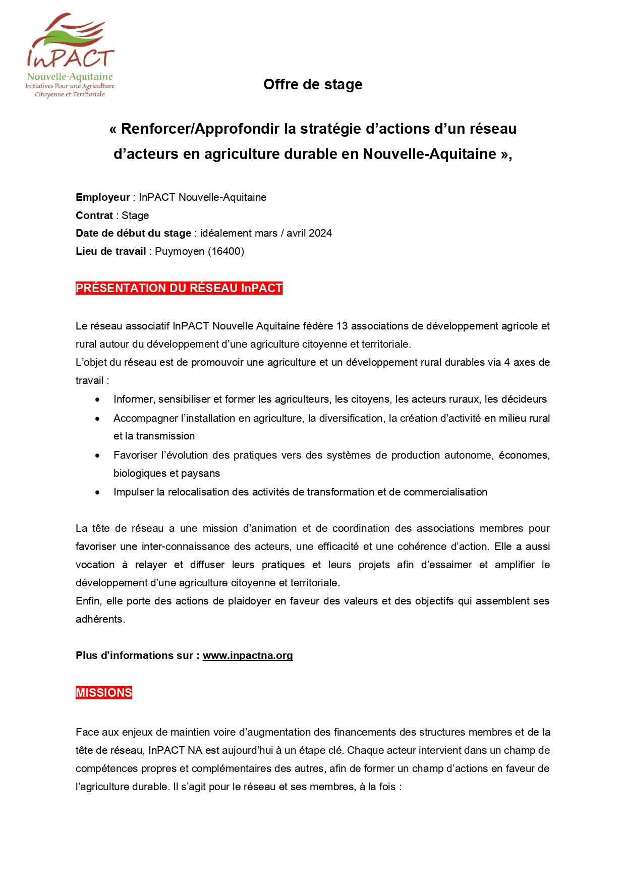 Offre de stage InPACT NA page 0001