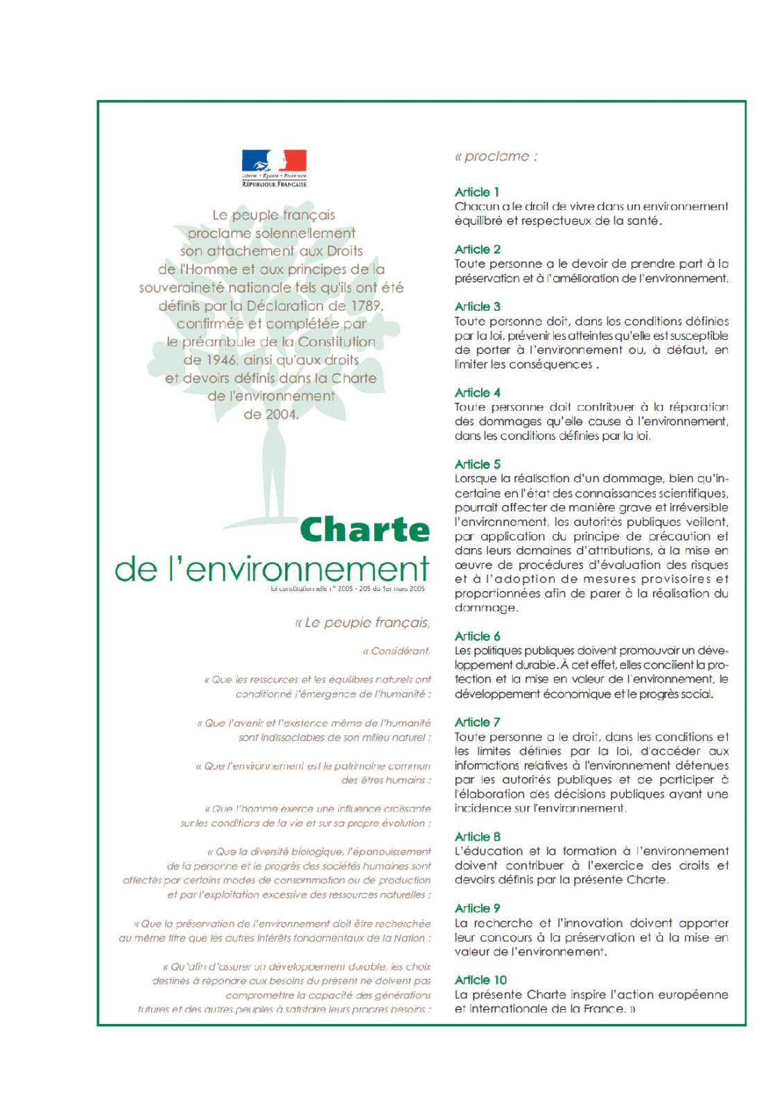 Charte de l environnement
