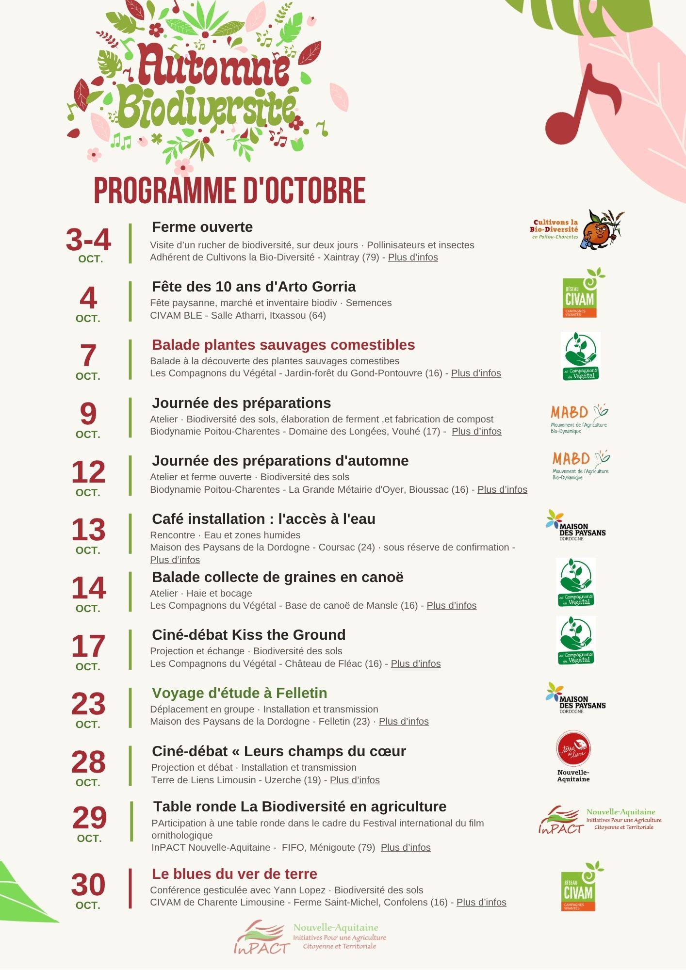 Automne de la biodiversité Programme octobre 2026 InPACT NA MAJ